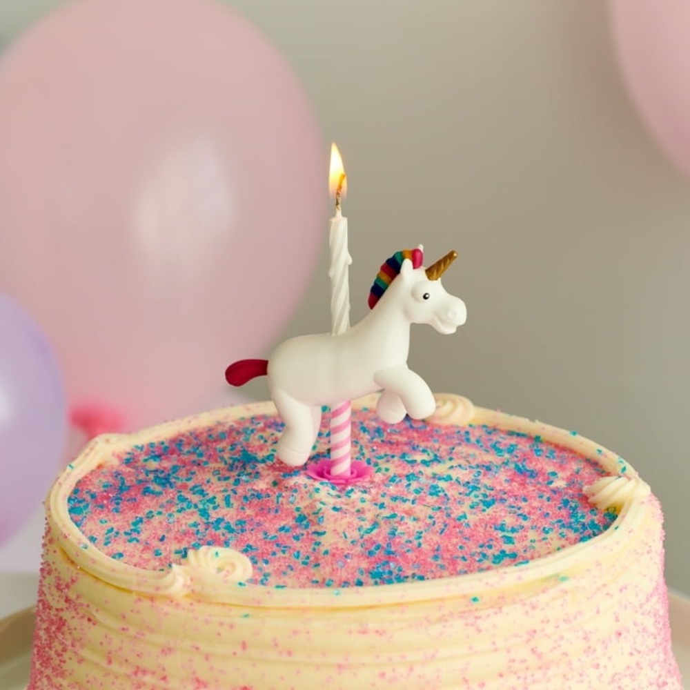 NPW White Plastic Reusable Rainbow Candle Holder Unicorn